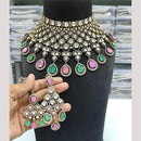 JCM Gold Plated Polki Kundan Stone Choker Necklace Set