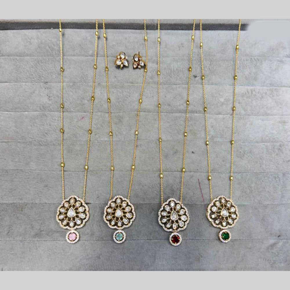 JCM Jewellery Gold Plated Kundan Stone Chain Pendent Set