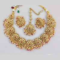 JCM Gold Plated Pota Stone And Pearls Necklace Set