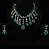 JCM Rose Gold Plated American Daimonds And Pearls Neckalce Set