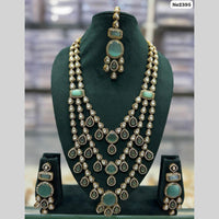 JCM Jewellery Gold Plated Kundan And Austrain Stone Multi Layer long Necklace Set