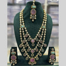 JCM Jewellery Gold Plated Kundan And Austrain Stone Multi Layer long Necklace Set