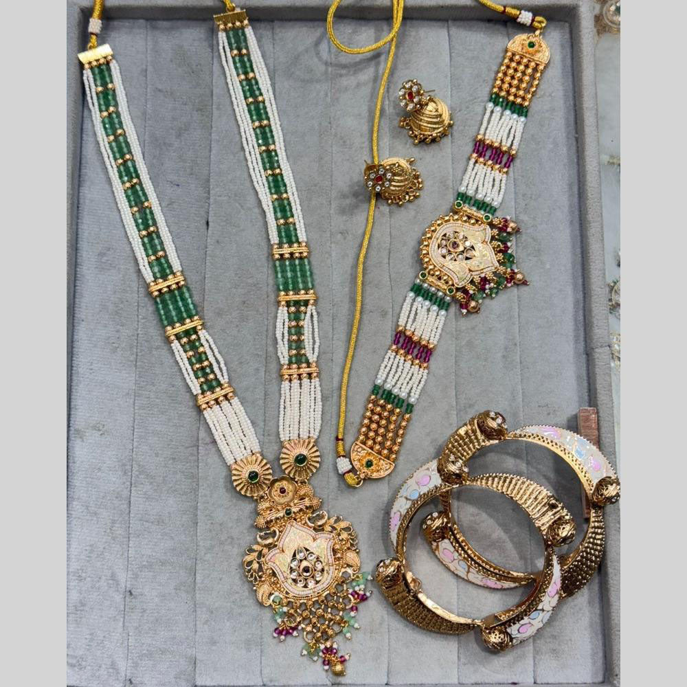 JCM Gold Plated Pota Stone And Pearls Combo Set