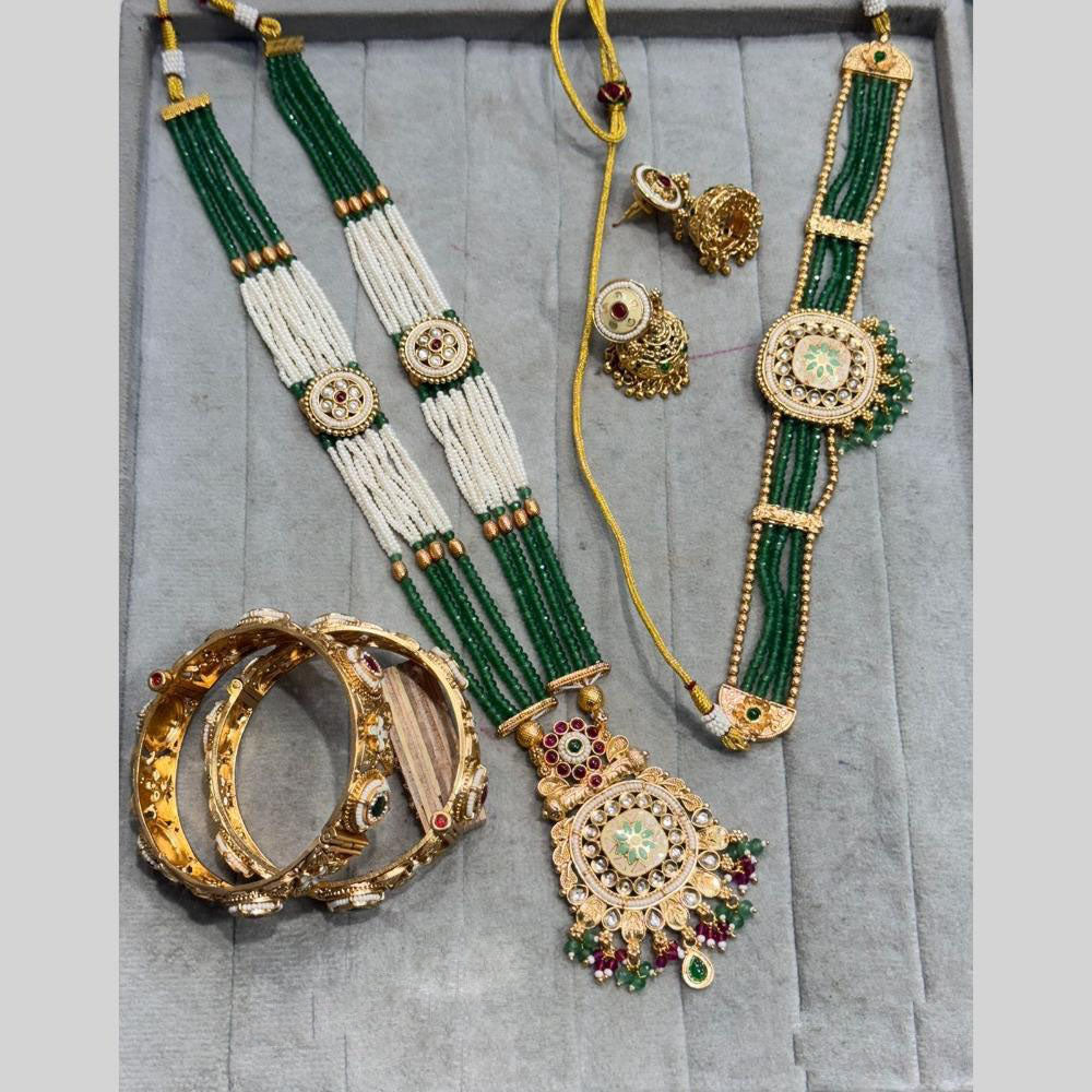 JCM Gold Plated Pota Stone And Pearls Combo Set