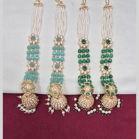 JCM Gold Plated Austrain Stone And Pearls Jhumki Kanchain Earrings