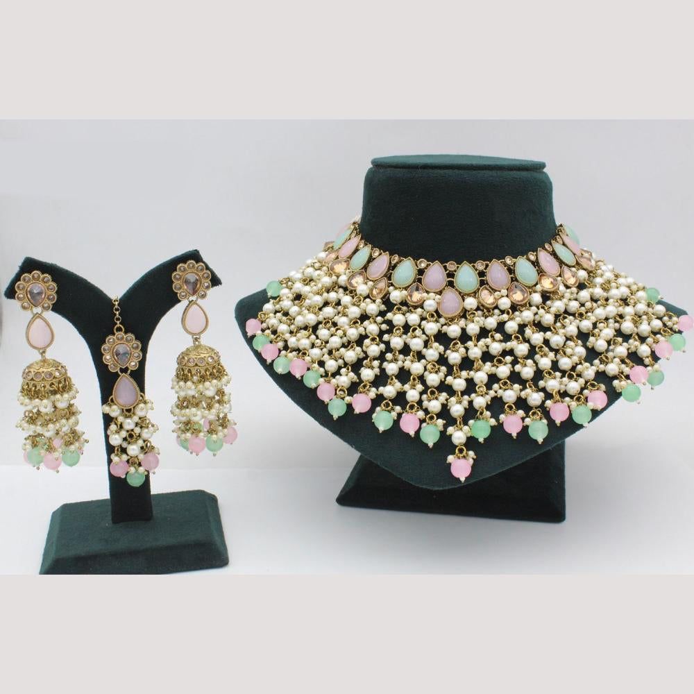 Lucentarts Jewellery  Kundan & Beads Necklace Set