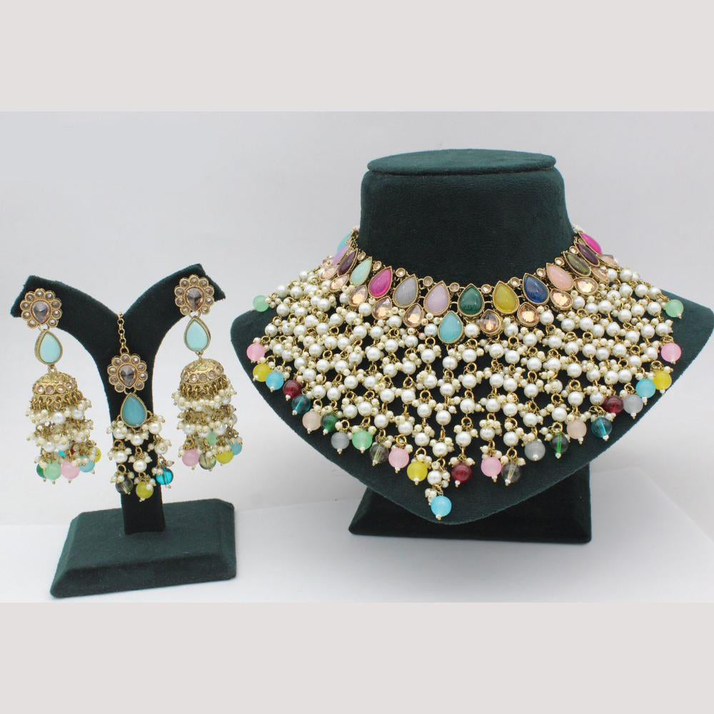 Lucentarts Jewellery  Kundan & Beads Necklace Set
