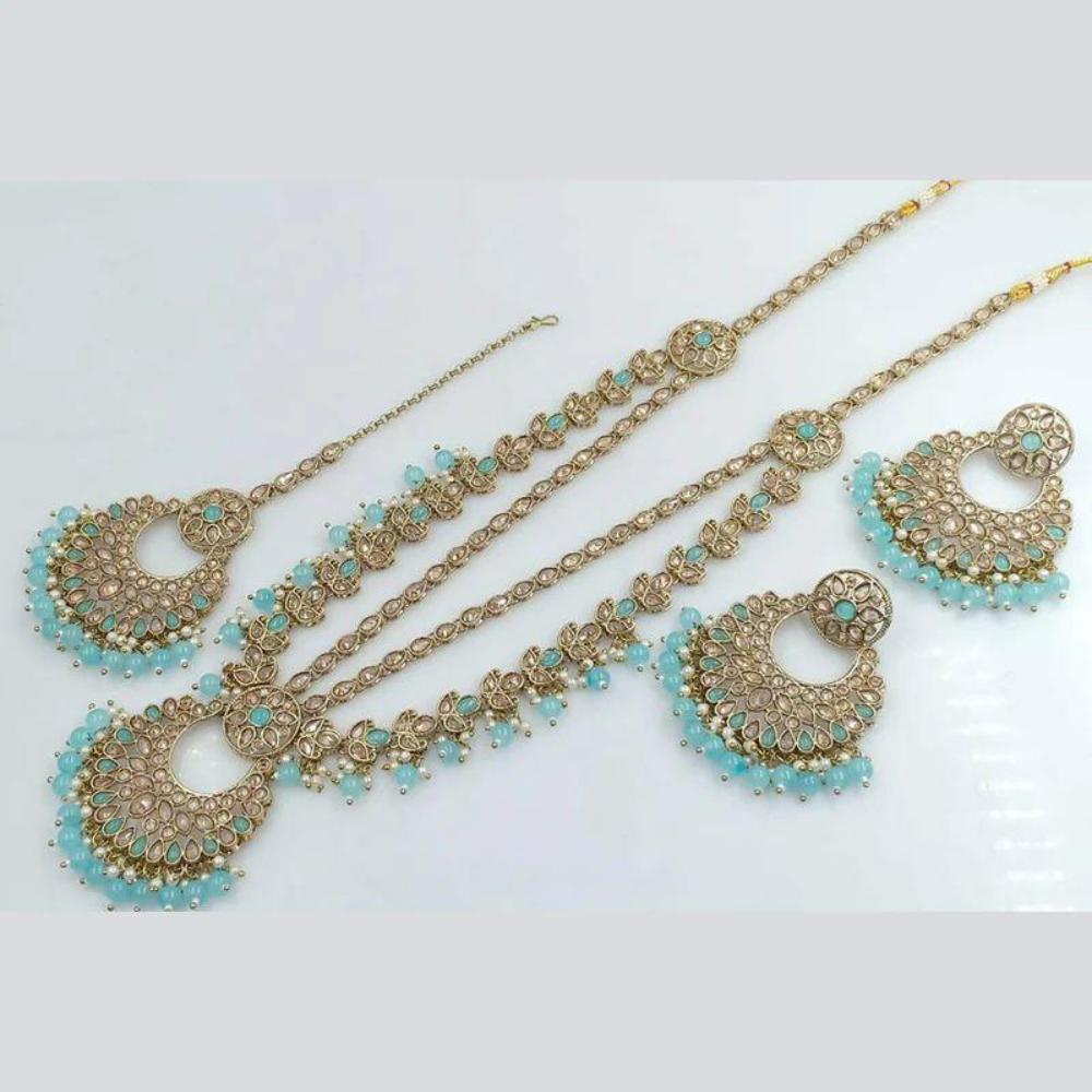Lucentarts Jewellery Elegant Crystal And Beads Layered Long Necklace Set