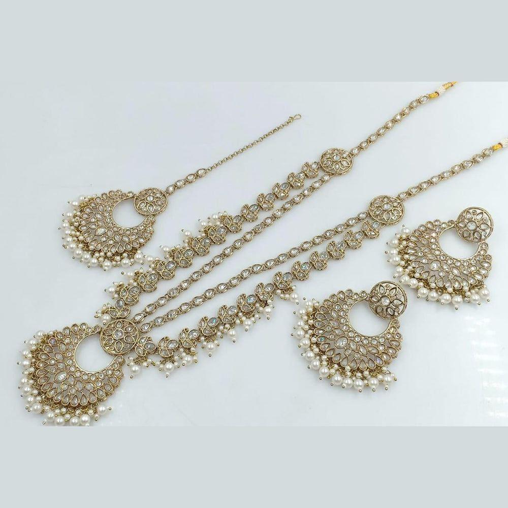 Lucentarts Jewellery Elegant Crystal And Beads Layered Long Necklace Set