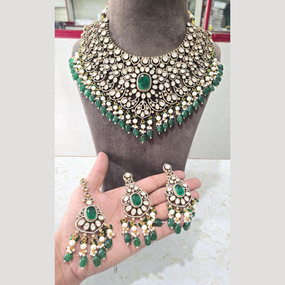 JCM  Gold Plated Polki Kundan Stone Necklace Set