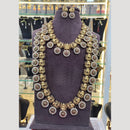 JCM Jewellery Gold Plated Pota Stone Temple Design Double Necklace Set