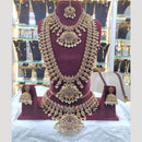 JCM Jewellery Gold Plated Pota Stone And Pearl Temple Double Necklace Set