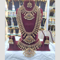 JCM Jewellery Gold Plated Pota Stone And Pearl Temple Double Necklace Set
