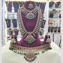 JCM Jewellery Gold Plated Pota Stone And Pearl Temple Double Necklace Set