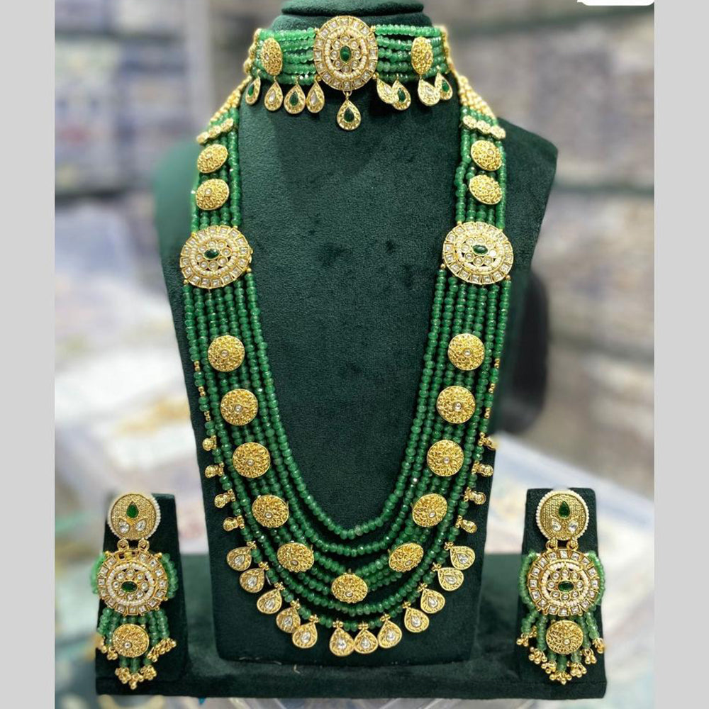 JCM Jewellery Kundan and Beads Multi Layer Long Necklace Set