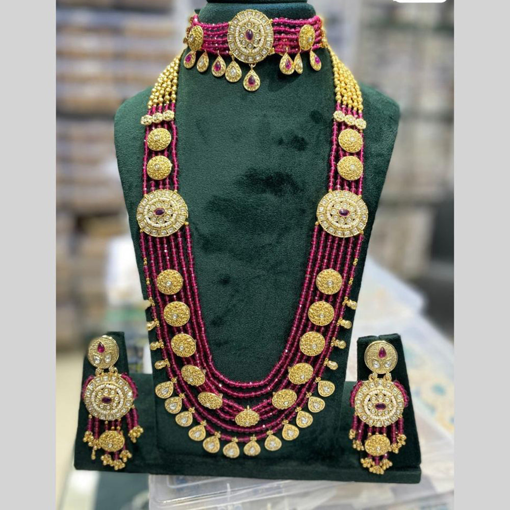 JCM Jewellery Kundan and Beads Multi Layer Long Necklace Set