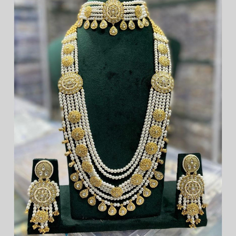 JCM Jewellery Kundan and Beads Multi Layer Long Necklace Set