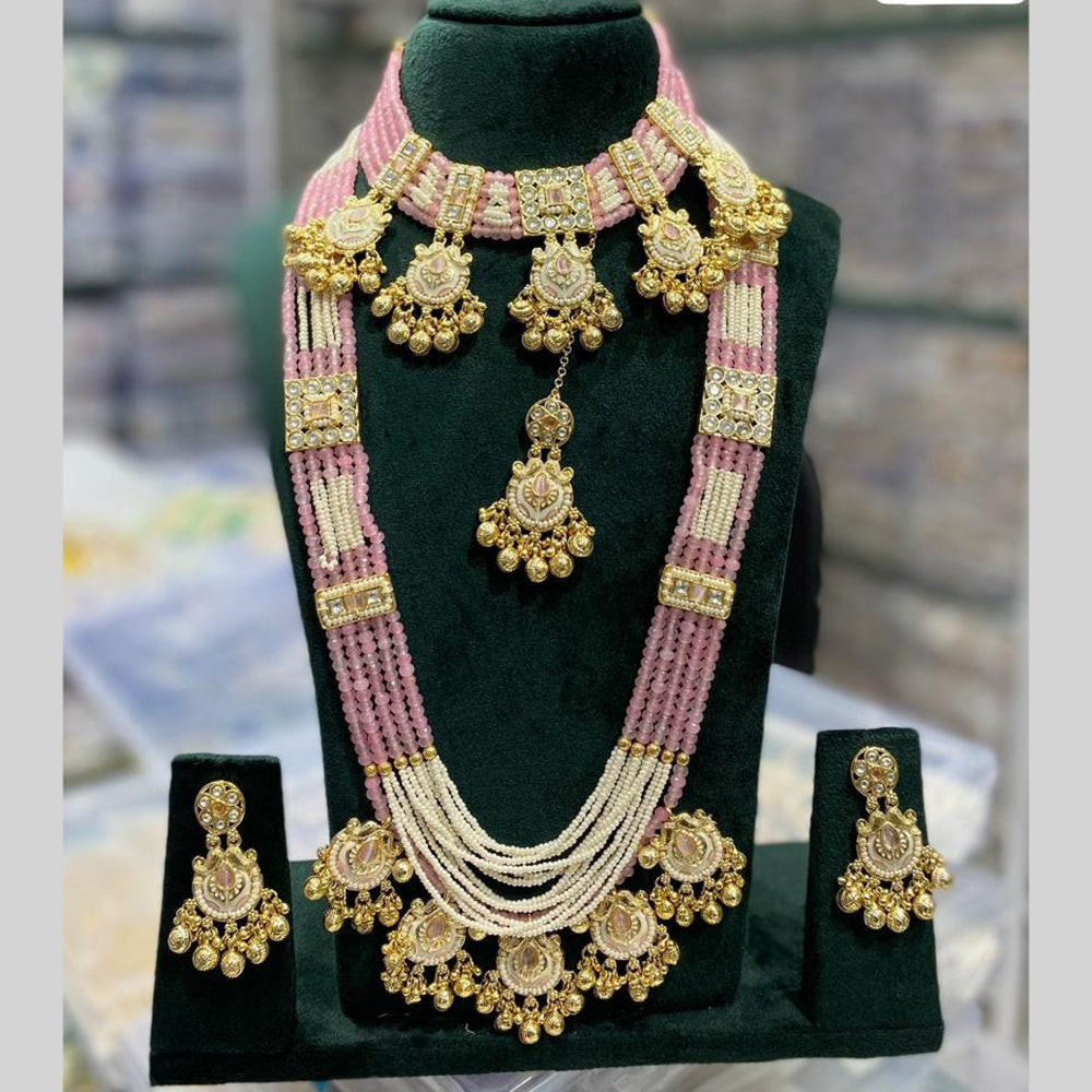 JCM Jewellery Kundan and Beads Multi Layer Long Necklace Set