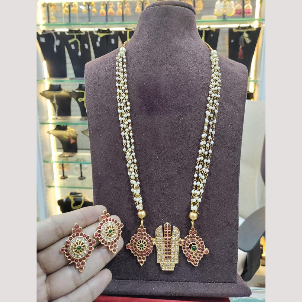 JCM Jewellery Premium Quality Long Necklace Set with Pearls & Pota Stones