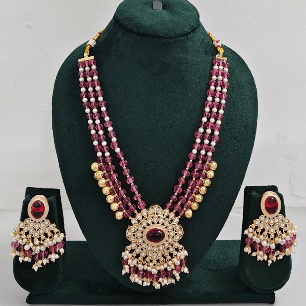 JCM Jewellery Wedding Wear Kundan and Beads Necklace Set Jewellery