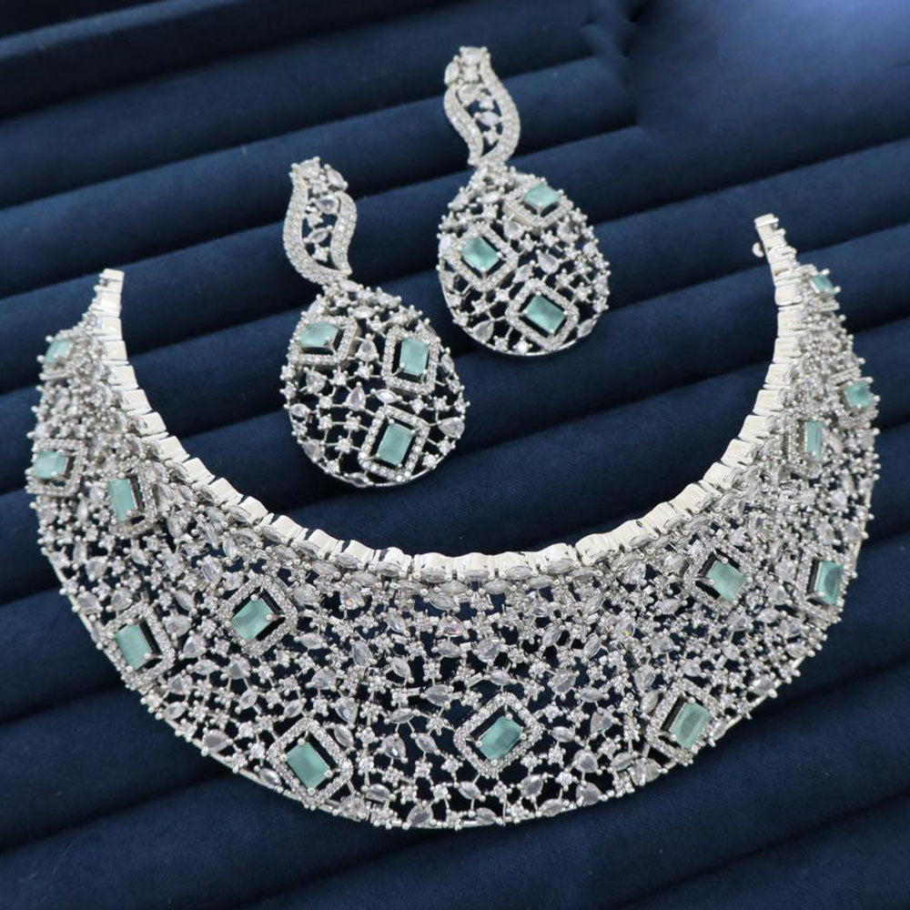 JCM Jewellery Elegant American Diamond Choker Necklace Set Party Wear Jewellery