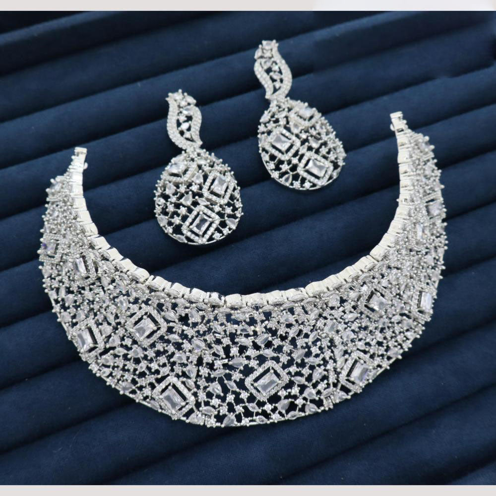JCM Jewellery Elegant American Diamond Choker Necklace Set Party Wear Jewellery