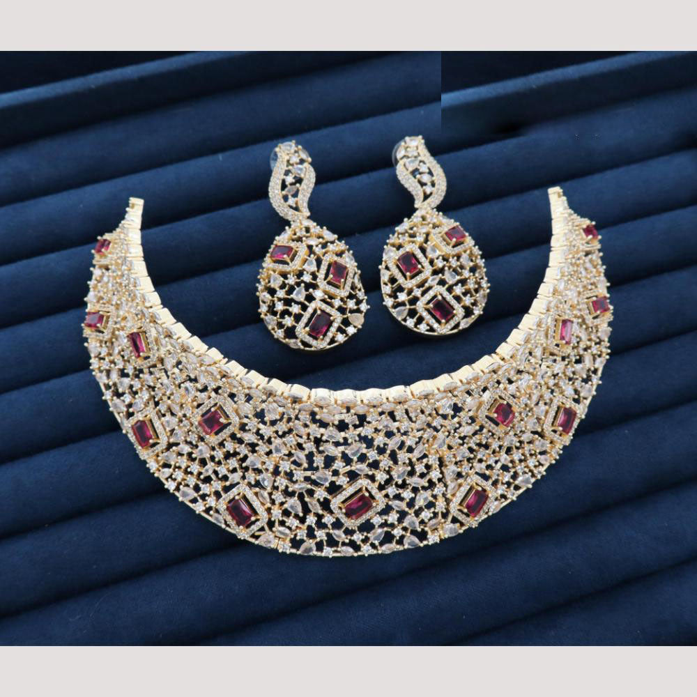 JCM Jewellery Elegant American Diamond Choker Necklace Set Party Wear Jewellery