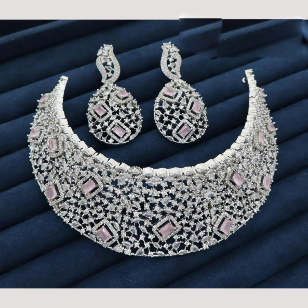 JCM Jewellery Elegant American Diamond Choker Necklace Set Party Wear Jewellery