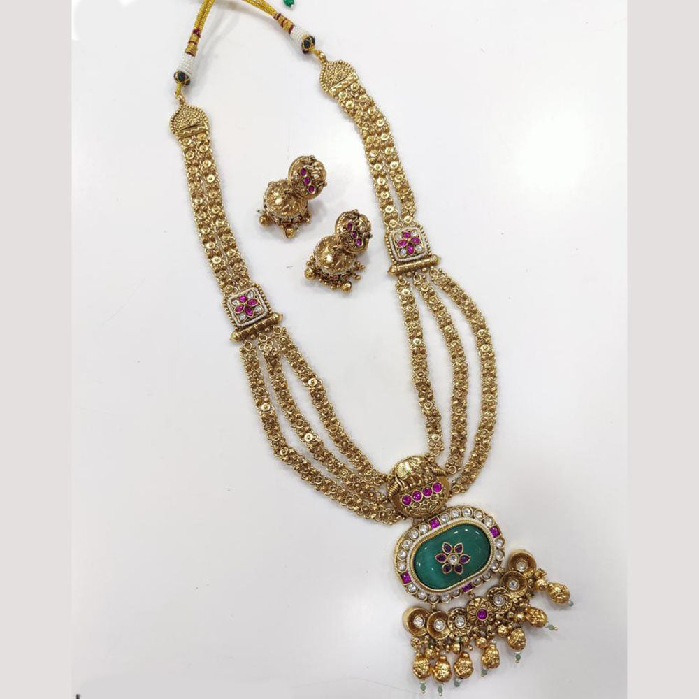 JCM Jewellery Ethnic Glam Traditional Long Necklace Set with Polki Kundan and Pota