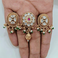 JCM Jewellery Elegant Pota Stone & Kundan Adjustable Rings Gold Plated Designer Jewellery