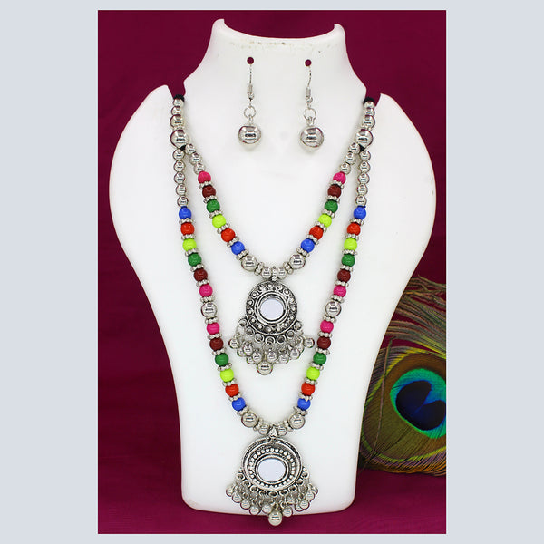 Mahavir Oxidised Plated Double Necklace Set