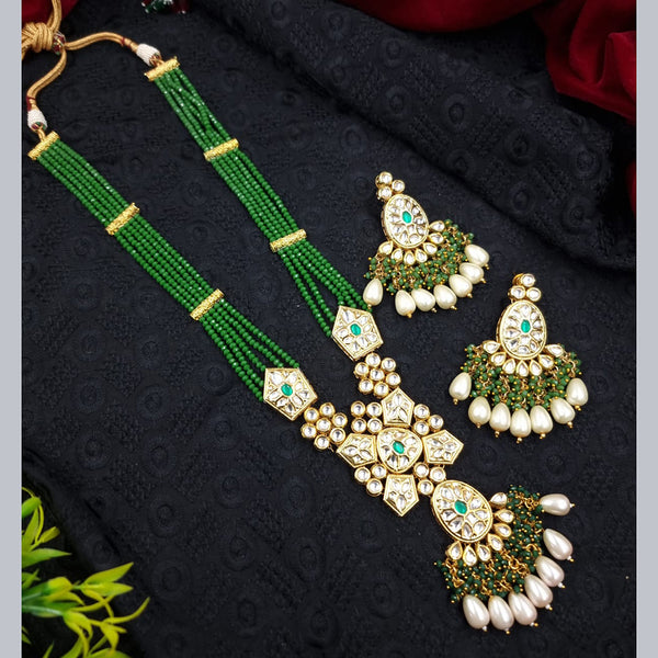 JCM Gold Plated Kundan Stone Long Necklace Set