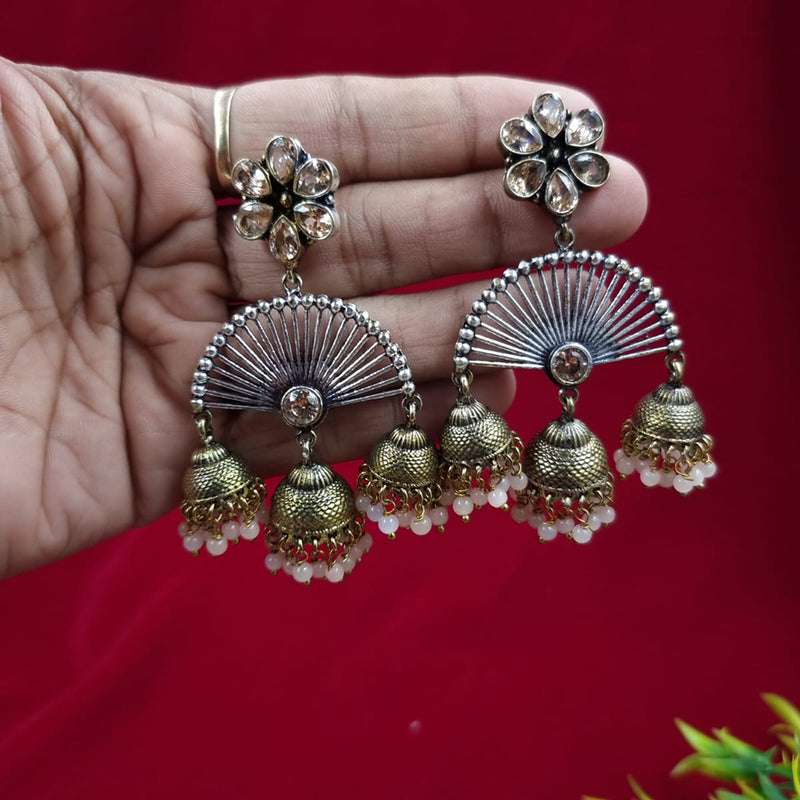 JCM Oxidised Plated Jhumki Earrings