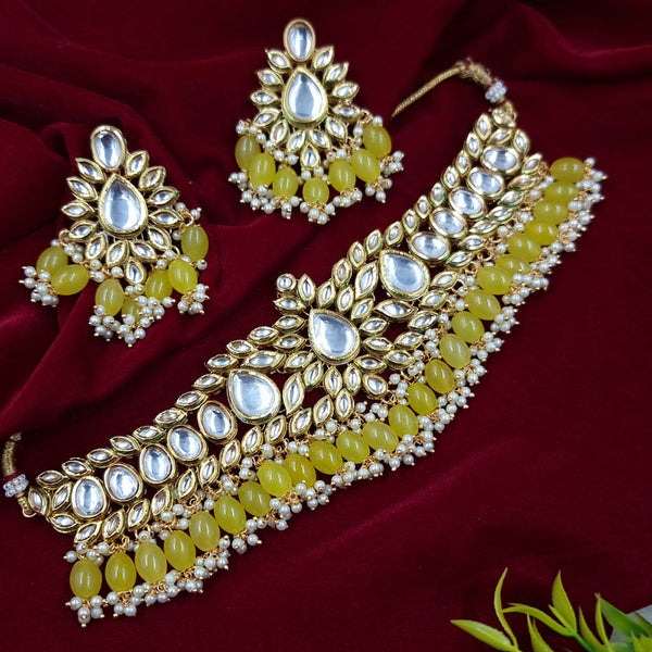 JCM Gold Plated Kundan Stone Necklace Set