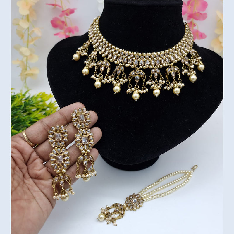 JCM Gold Plated Crystal Stone Choker Necklace Set