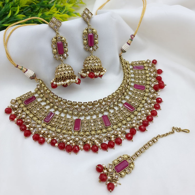 JCM Gold Plated Crystal Stone Necklace Set