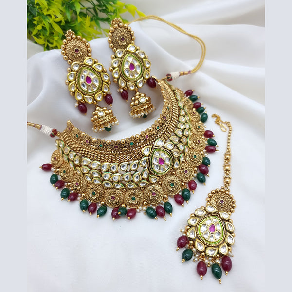 JCM Gold Plated Kundan Stone Necklace Set