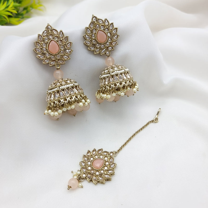 JCM Gold Plated Crystal Stone Jhumki Earrings