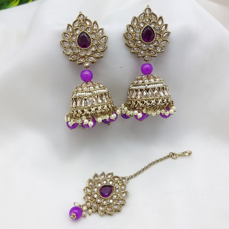 JCM Gold Plated Crystal Stone Jhumki Earrings