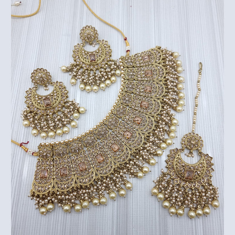 JCM Gold Plated Crystal Stone Necklace Set