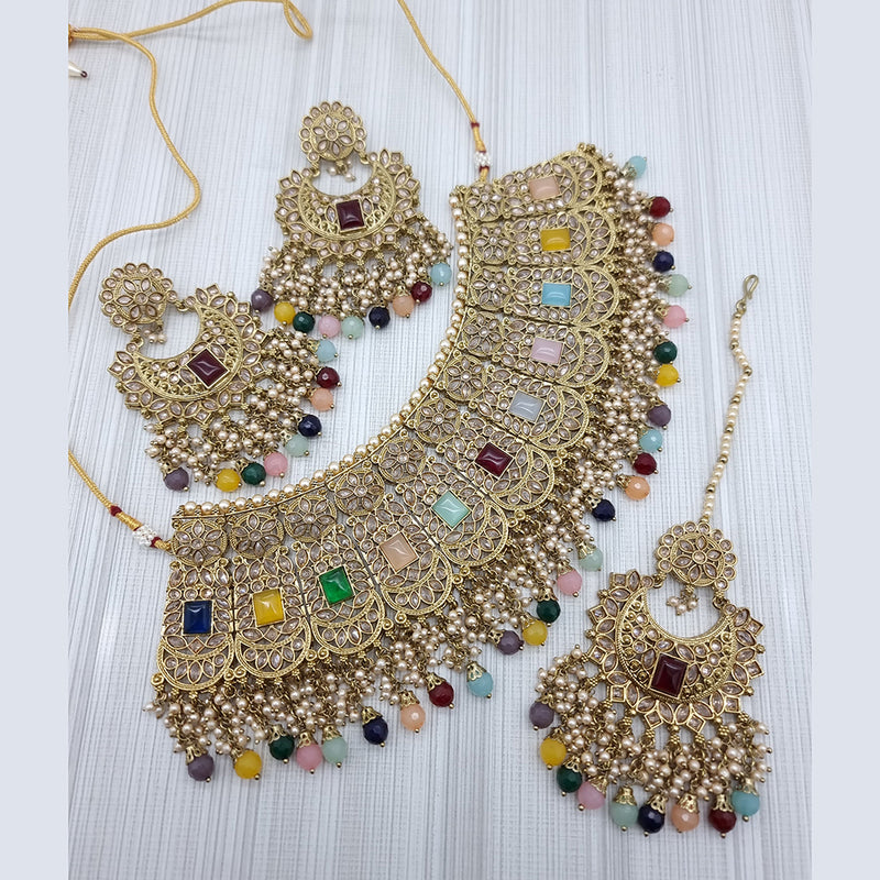 JCM Gold Plated Crystal Stone Necklace Set