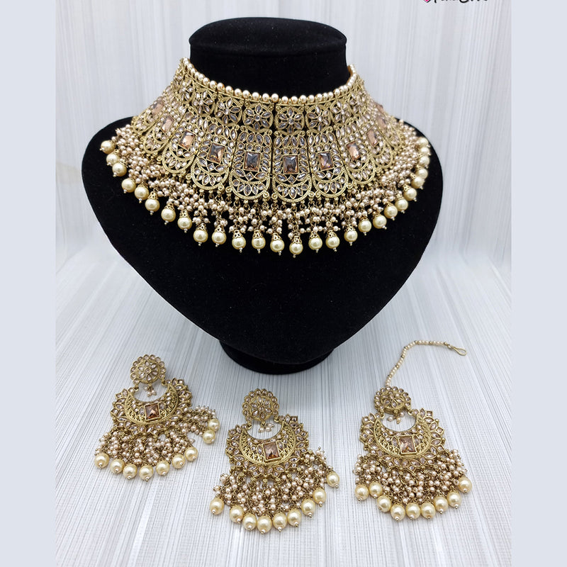 JCM Gold Plated Crystal Stone Necklace Set