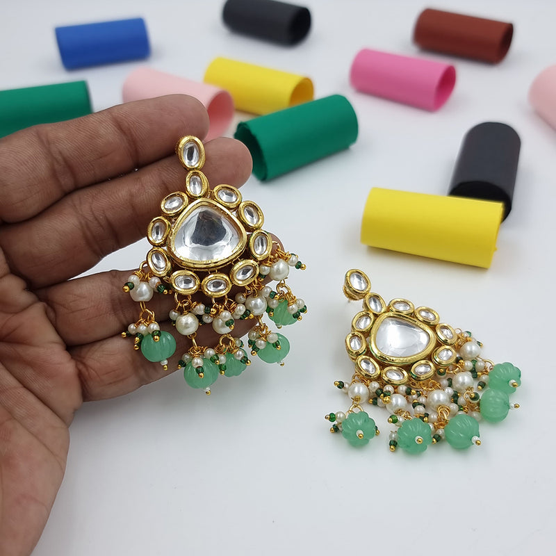 JCM Gold Plated Kundan Stone Dangler Earrings