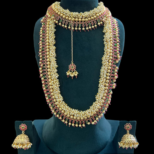 JCM Gold Plated Pearl And Pota Stone Necklace Combo