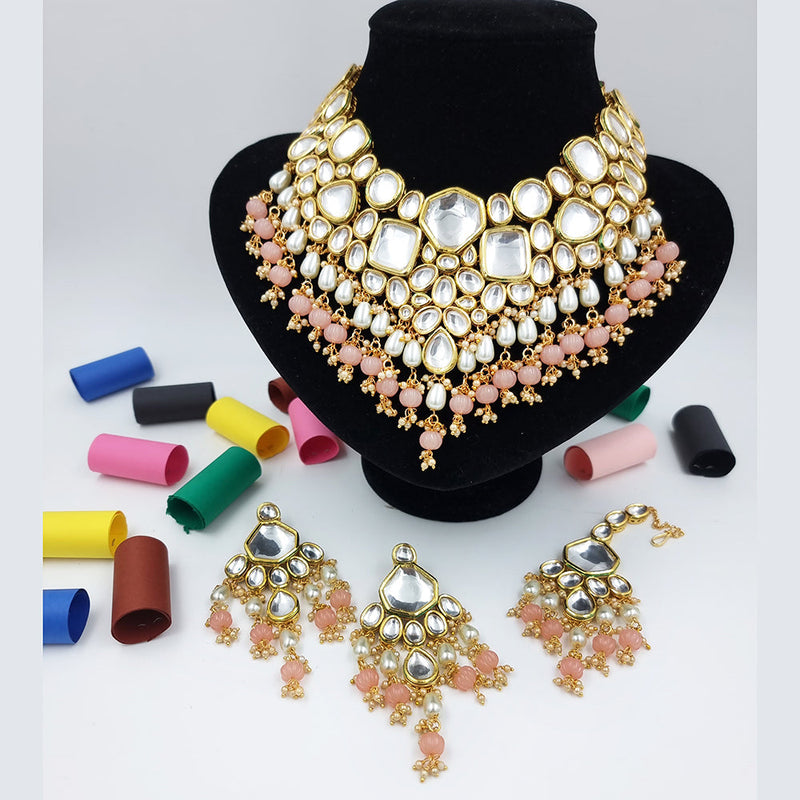 JCM Gold Plated Kundan Choker Necklace Set