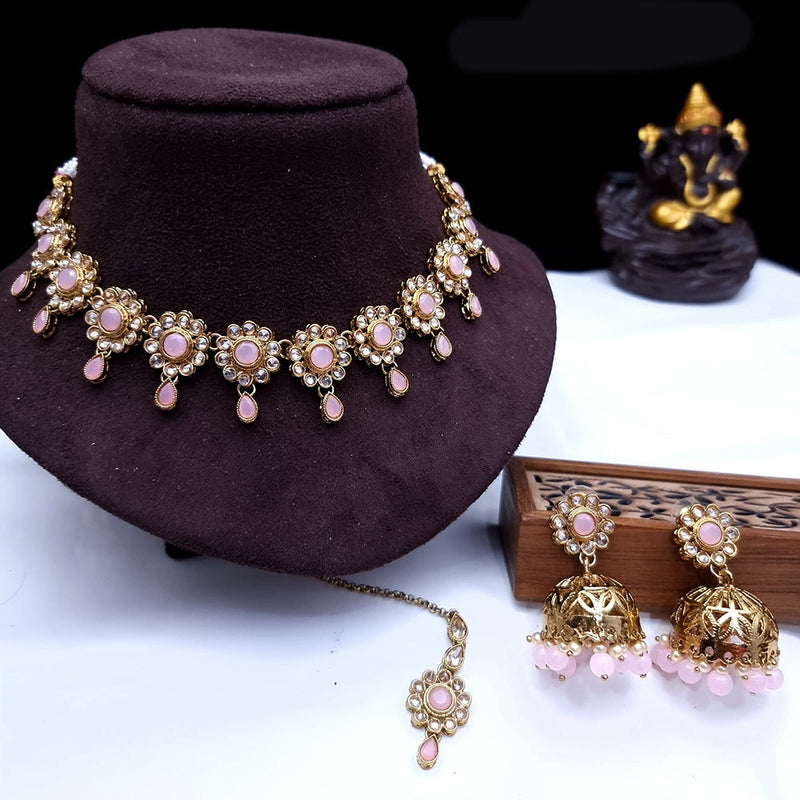 JCM Mehndi  Plated Monalisa And Beads Necklace Set