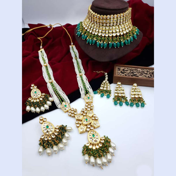 JCM Gold Plated Kundan Stone Double Necklace Set