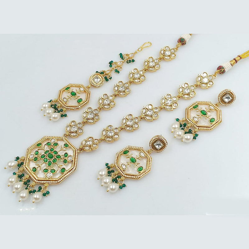 JCM Gold Plated Kundan Long Necklace Set
