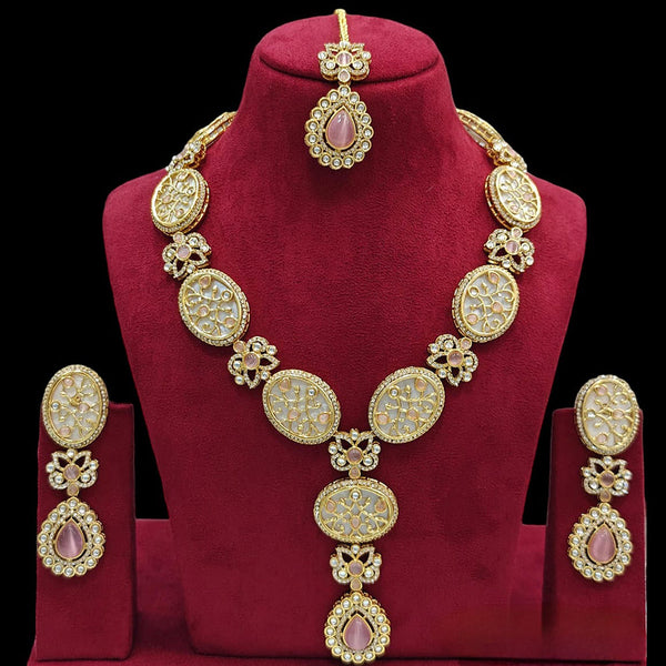 Jcm Gold Plated Kundan Necklace Set