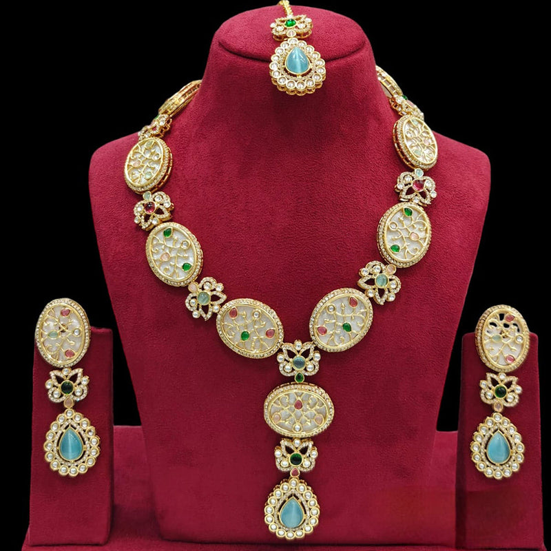 Jcm Gold Plated Kundan Necklace Set